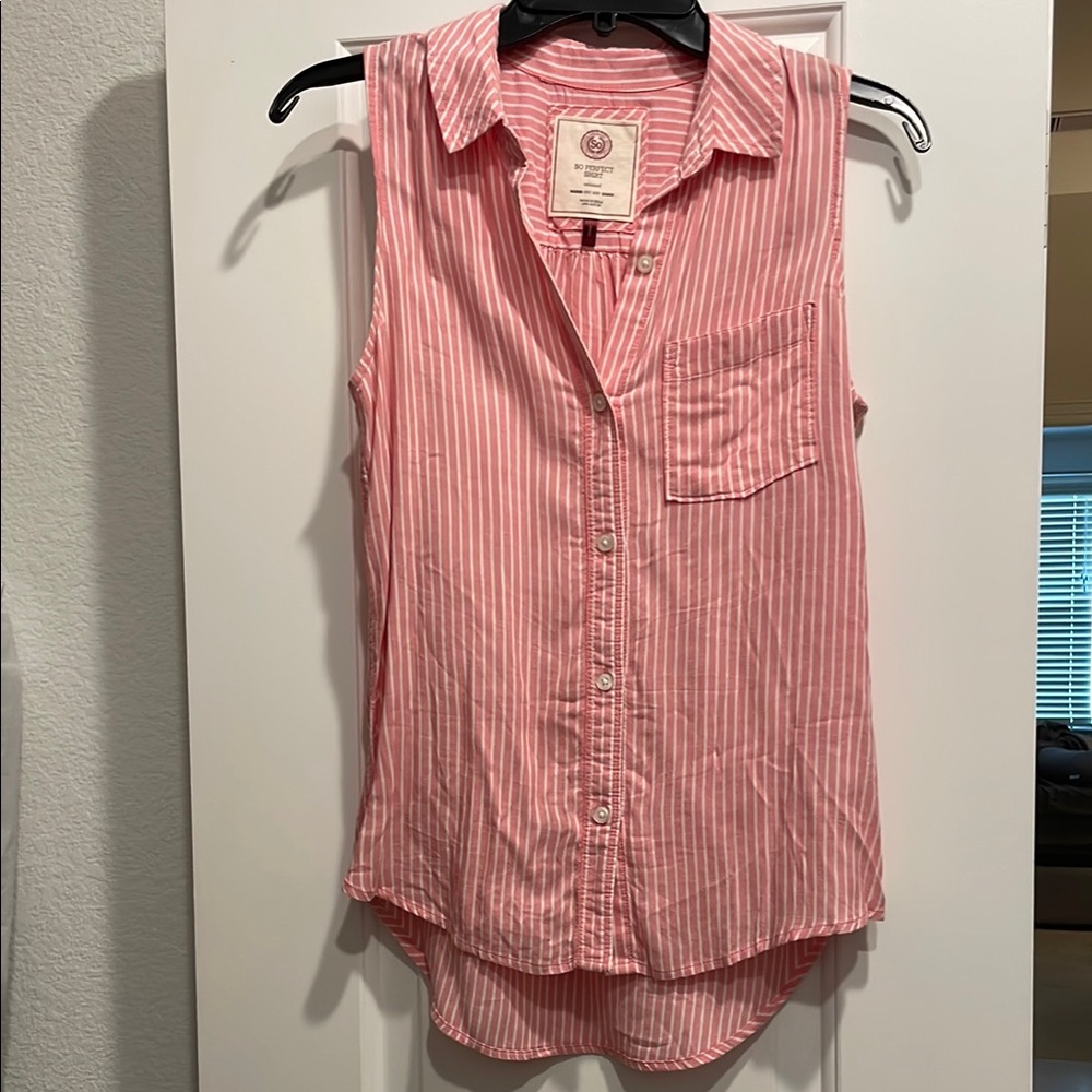 Authentic American Heritage Pink Sleeveless Button Down Shirt